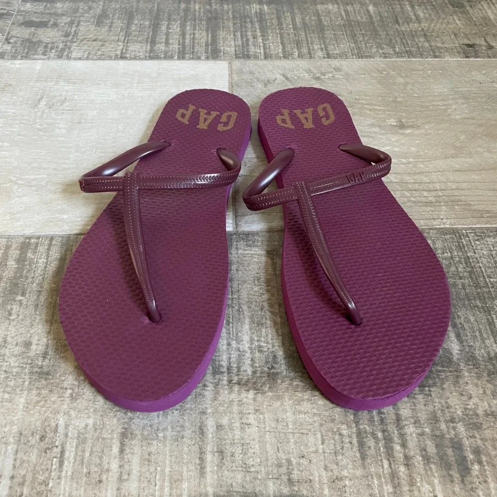 Gap Flip Flop Sandals Size 9 Purple EVA T-Strap Thong Summer Beachy Y2K Girlhood - Picture 2 of 5